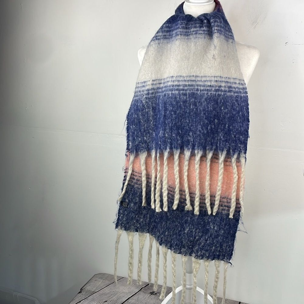 Chunky Colorblock Multicolor with Fringe Warm Soft Scarf